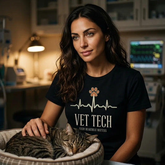 Every Heartbeat Matters minimalist vet tech tee — lifestyle