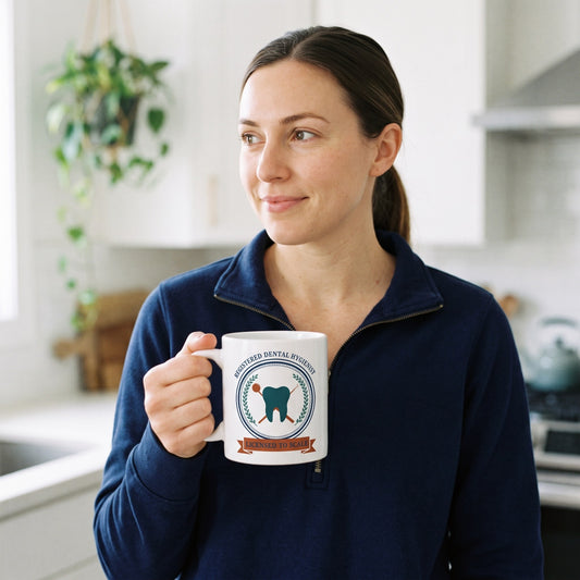 Licensed to Scale registered dental hygienist mug — lifestyle
