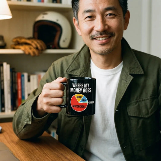 Where My Money Goes funny motorcycle mug — lifestyle