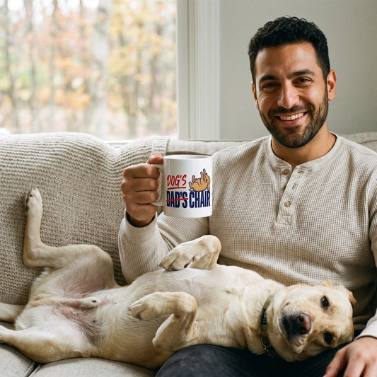 Dog's Chair funny dog dad mug — lifestyle