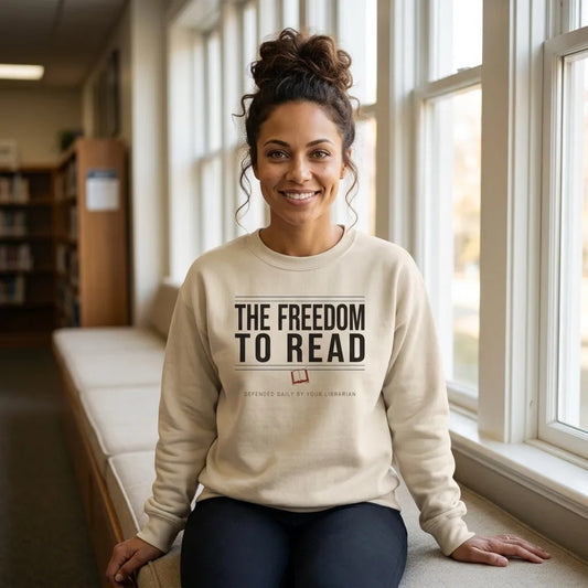 The Freedom to Read school librarian crewneck sweatshirt — lifestyle
