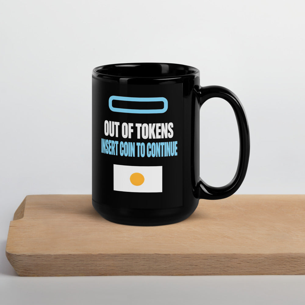 Insert Coin To Continue out of tokens mug — 15 oz, front