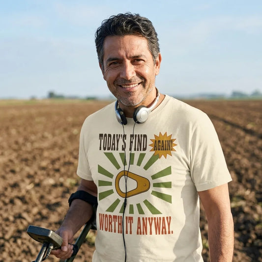Today's Find pull tab retro metal detecting tee — lifestyle