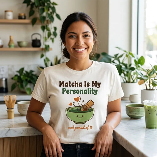 Matcha Is My Personality retro matcha tee — lifestyle
