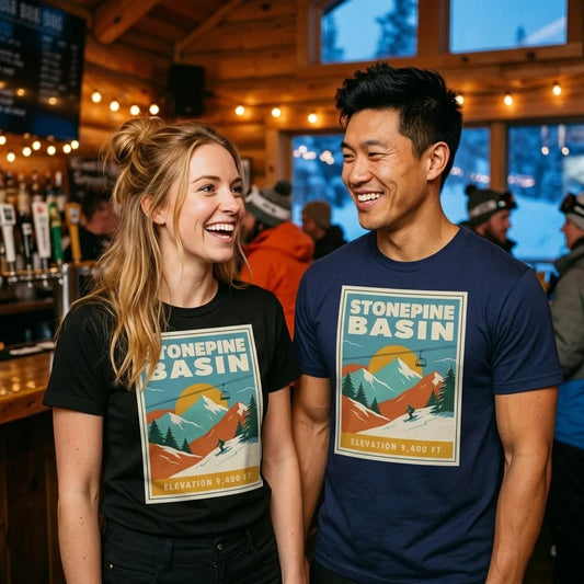 Stonepine Basin vintage ski resort t-shirt — lifestyle