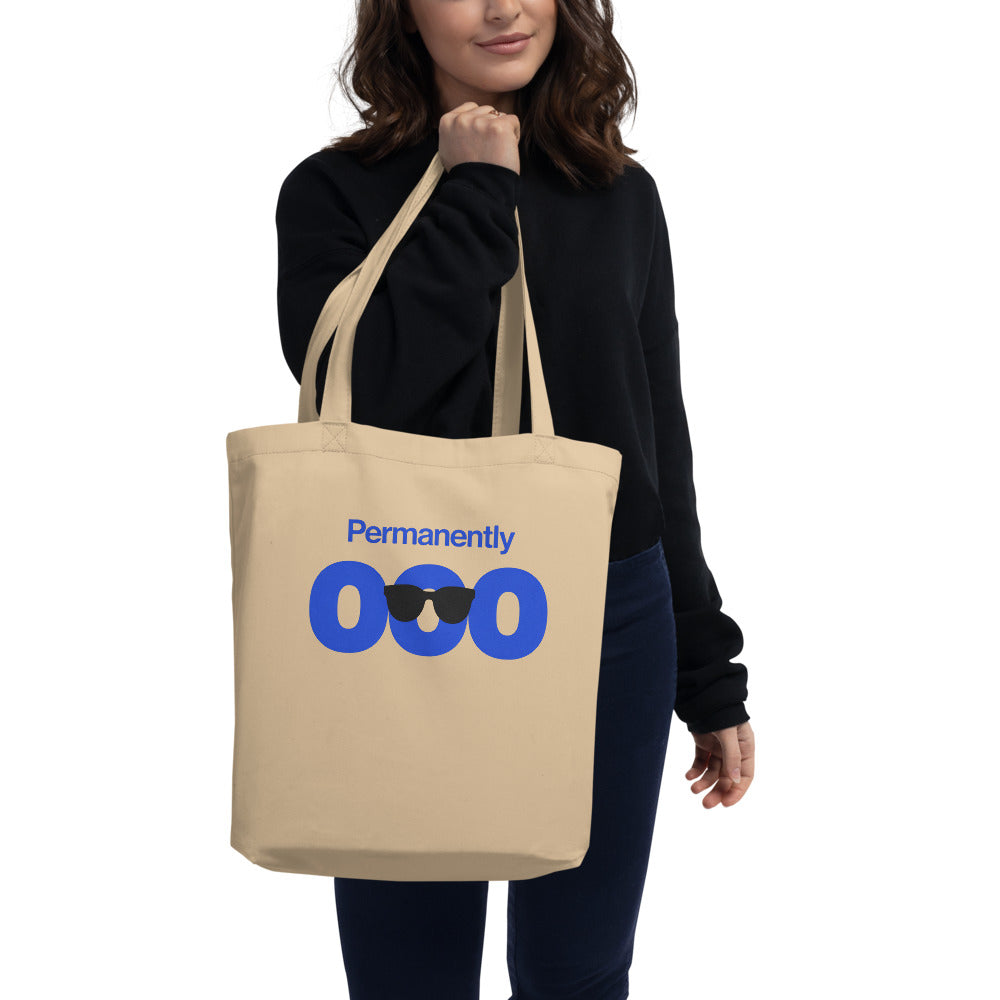 Permanently OOO out of office tote bag — Oyster, on model