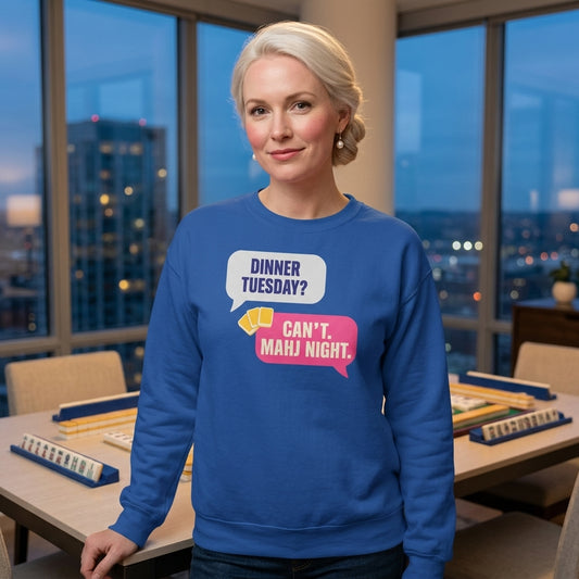 Mahj Night funny mahjong crewneck sweatshirt — lifestyle