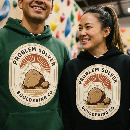Problem Solver Bouldering Badge hoodie — lifestyle