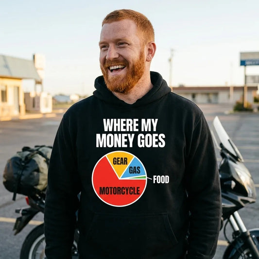 Where My Money Goes funny motorcycle hoodie — lifestyle