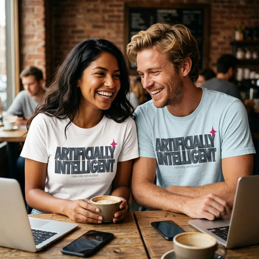 Artificially Intelligent funny AI t-shirt — lifestyle