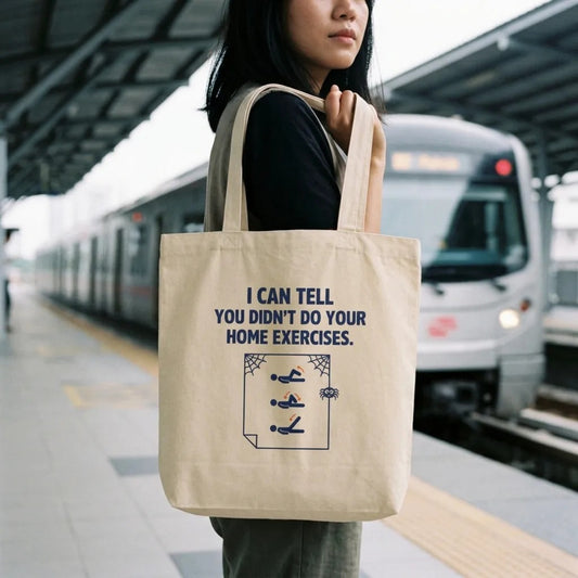 Home Exercises funny physical therapy tote bag — lifestyle