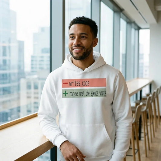 The Diff agentic AI engineer hoodie — lifestyle