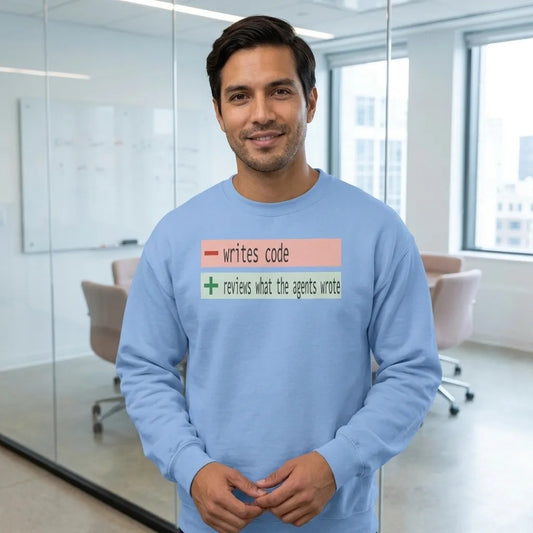 The Diff agentic AI engineer crewneck sweatshirt — lifestyle