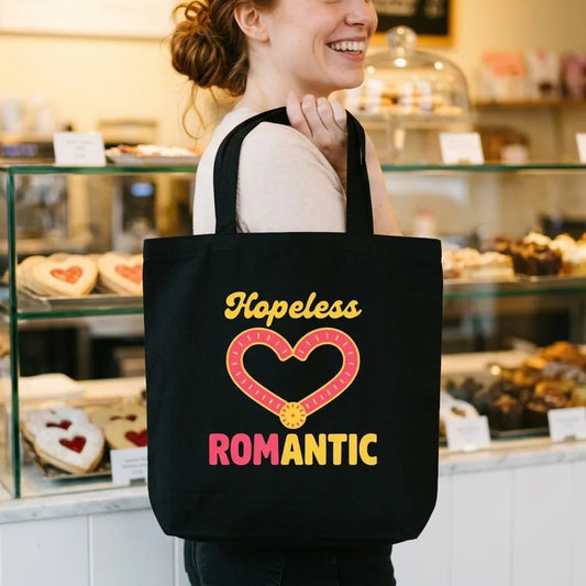Hopeless ROMantic funny physical therapy tote bag — lifestyle