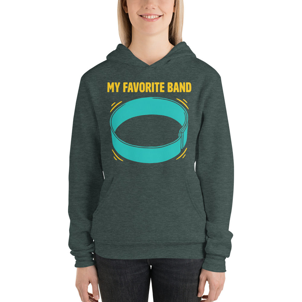 My Favorite Band funny physical therapy hoodie — Heather Forest, on model