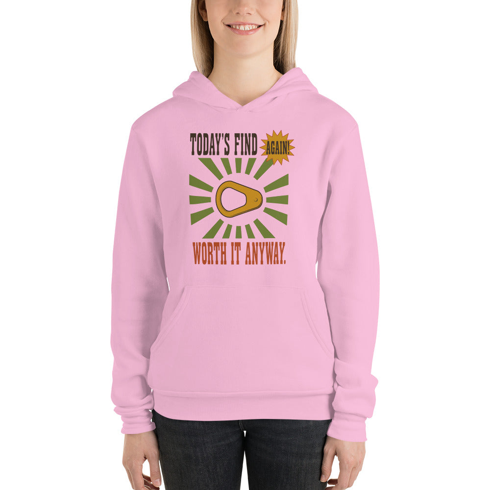 Today's Find pull tab retro metal detecting hoodie — Lilac, on model