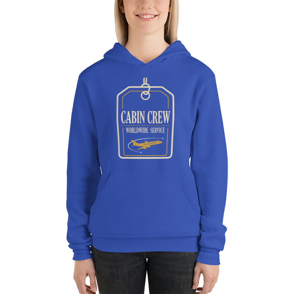 Worldwide Service cabin crew hoodie — True Royal, on model