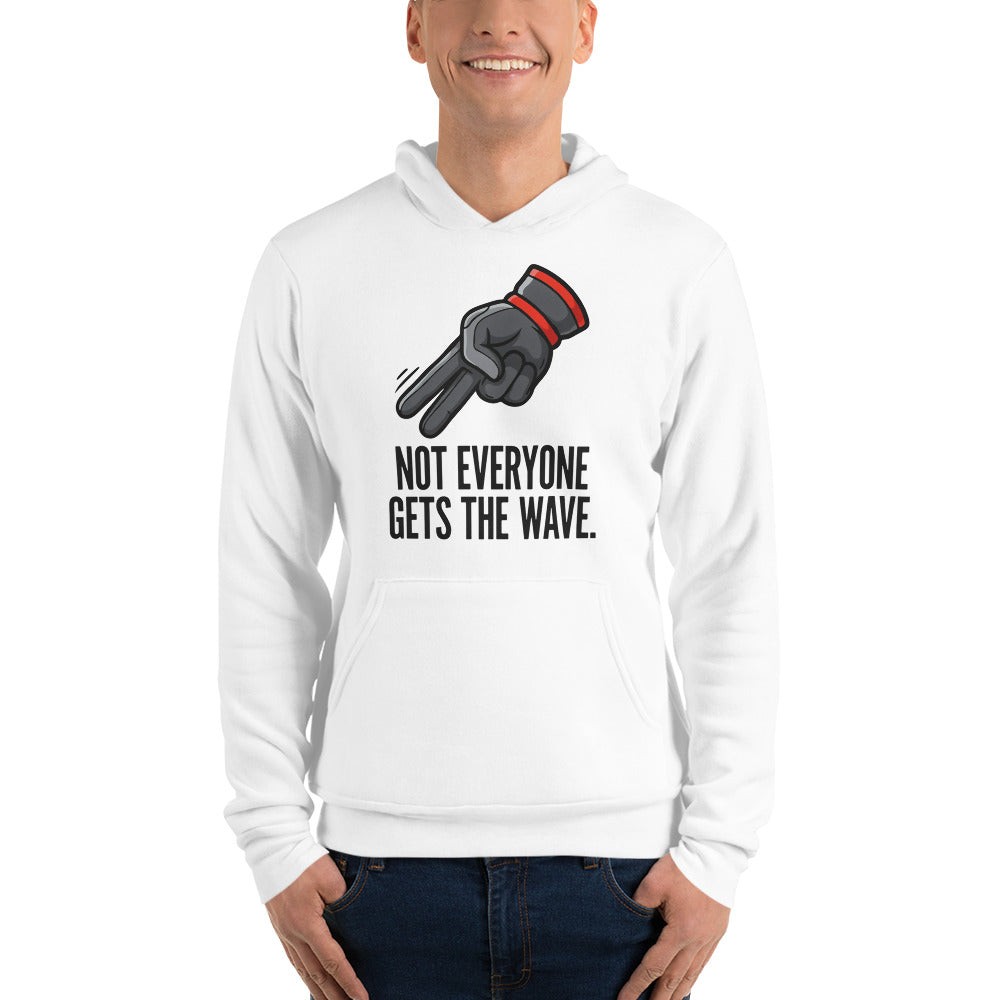 Not Everyone Gets The Wave biker wave motorcycle hoodie — White, on model