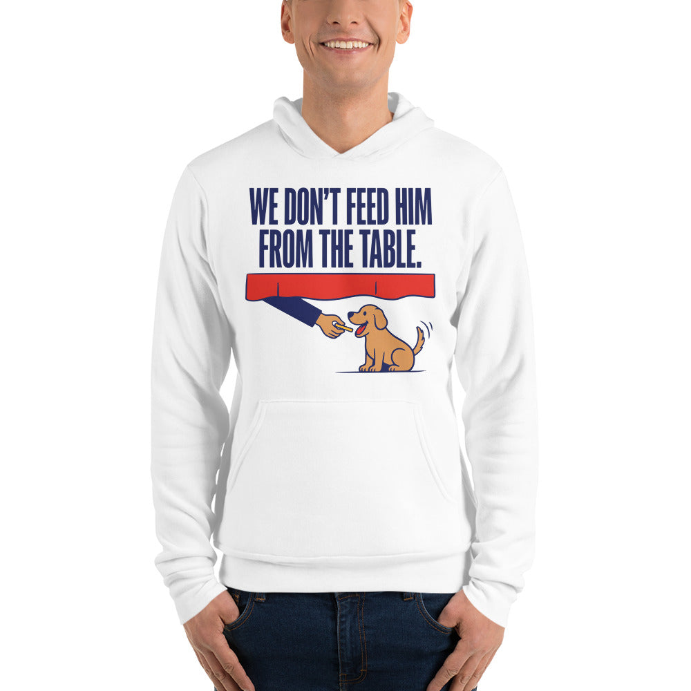 From The Table funny dog dad hoodie — White, on model