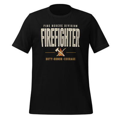 Firefighter Shirt, Retro Fire Rescue Wordmark Tee, Duty Honor Courage — Gift for Firefighters
