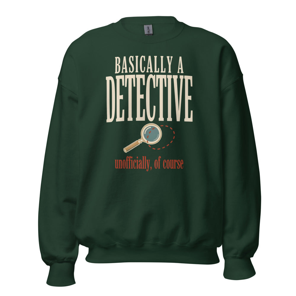Basically a Detective vintage true crime crewneck sweatshirt — Forest Green, front