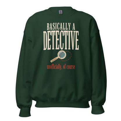 Basically a Detective vintage true crime crewneck sweatshirt — Forest Green, front