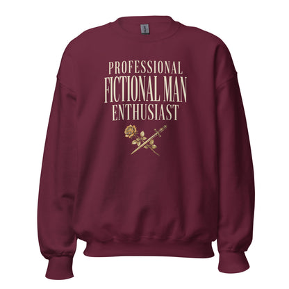 Professional Fictional Man Enthusiast book lover dark academia crewneck sweatshirt — Maroon, front