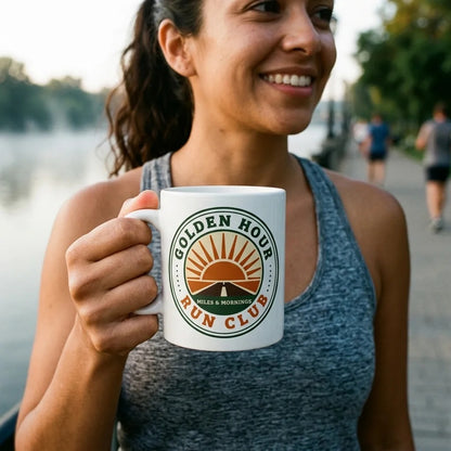 Golden Hour Run Club print — lifestyle