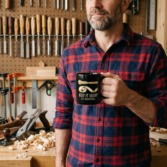 Keep It Sharp woodworking print — lifestyle