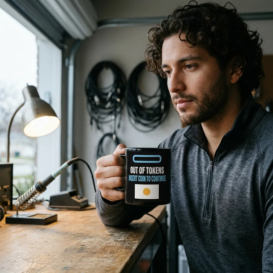 Insert Coin To Continue out of tokens mug — lifestyle
