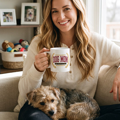 Dog Mom Est. Varsity Wordmark print — lifestyle