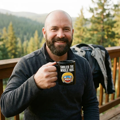 Smiled The Whole Ride funny motorcycle mug — lifestyle