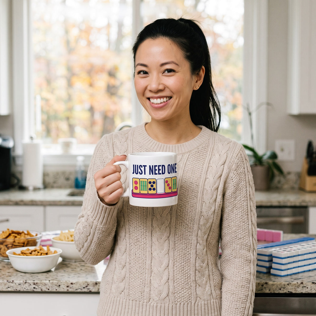Just Need One funny mahjong mug — lifestyle
