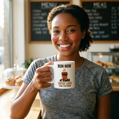 Run Now, Coffee Later print — lifestyle