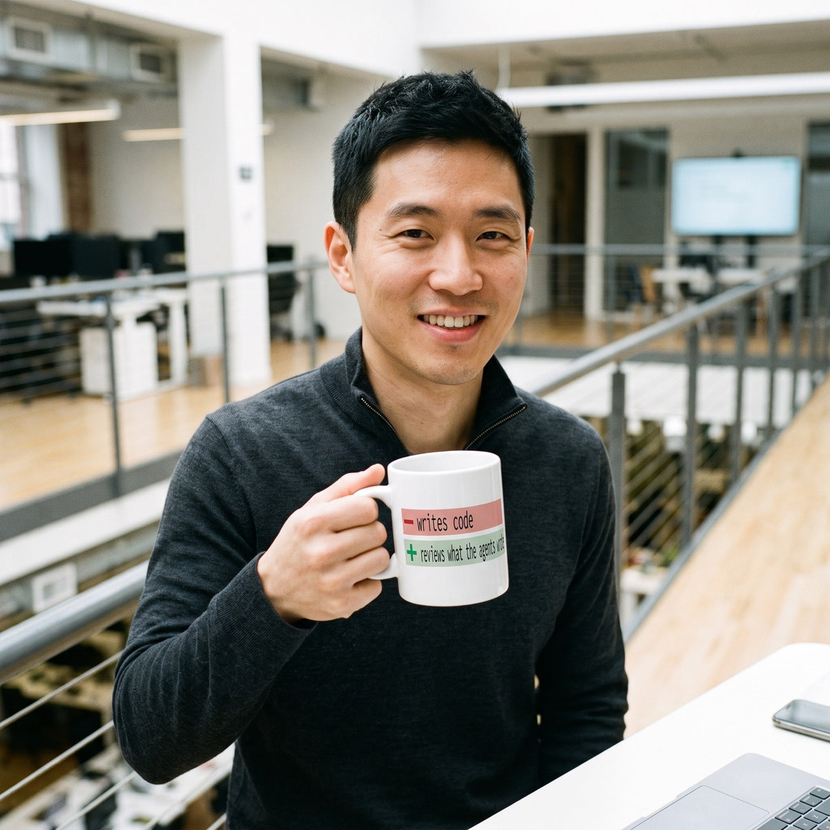The Diff agentic AI engineer mug — lifestyle