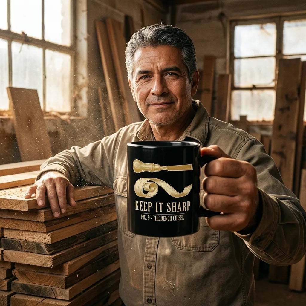 Keep It Sharp woodworking print — lifestyle