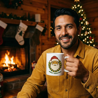 Groovy Santa retro Christmas mug — lifestyle