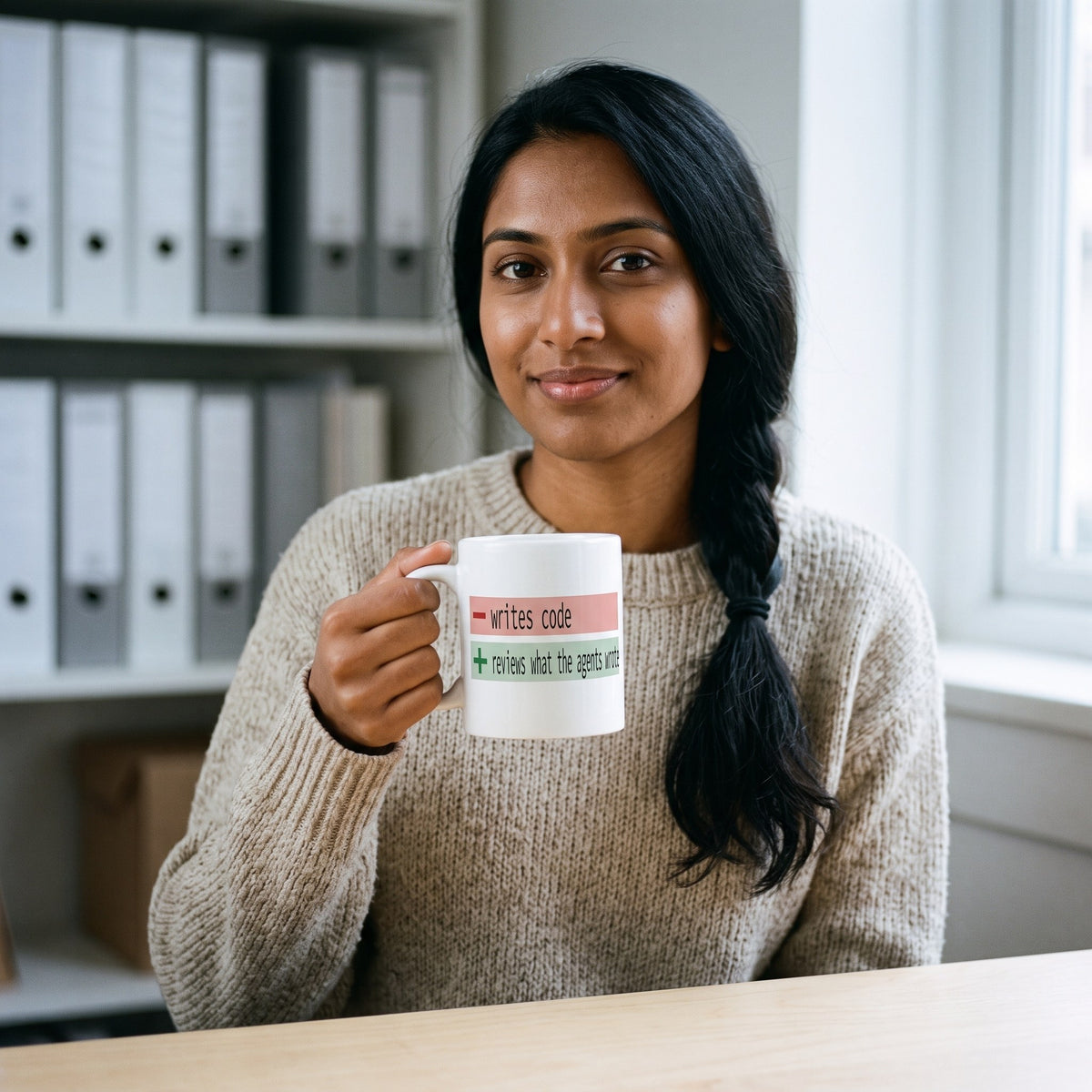 The Diff agentic AI engineer mug — lifestyle