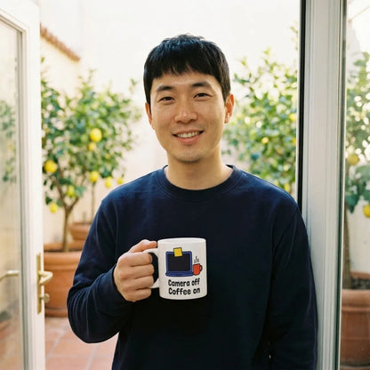 Camera Off Coffee On funny office coffee mug — lifestyle