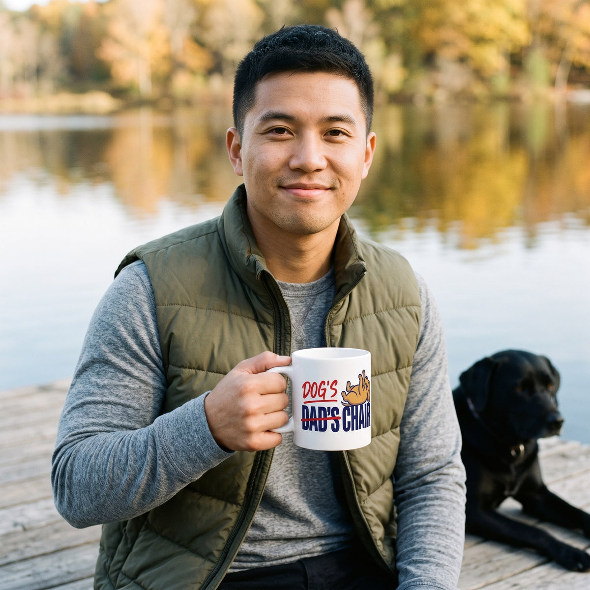 Dog's Chair funny dog dad mug — lifestyle