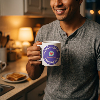 Emotional Support AI ceramic mug — lifestyle