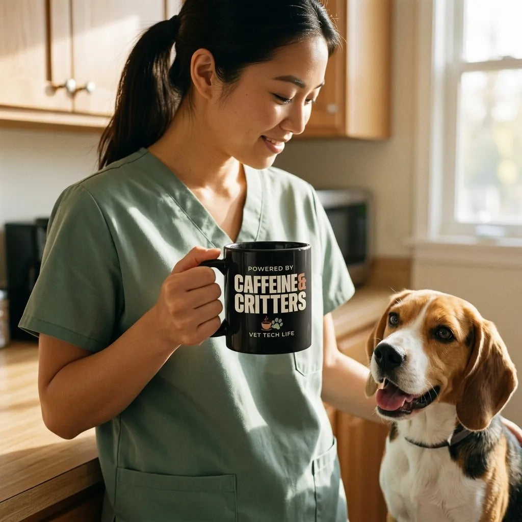 Caffeine & Critters print — lifestyle
