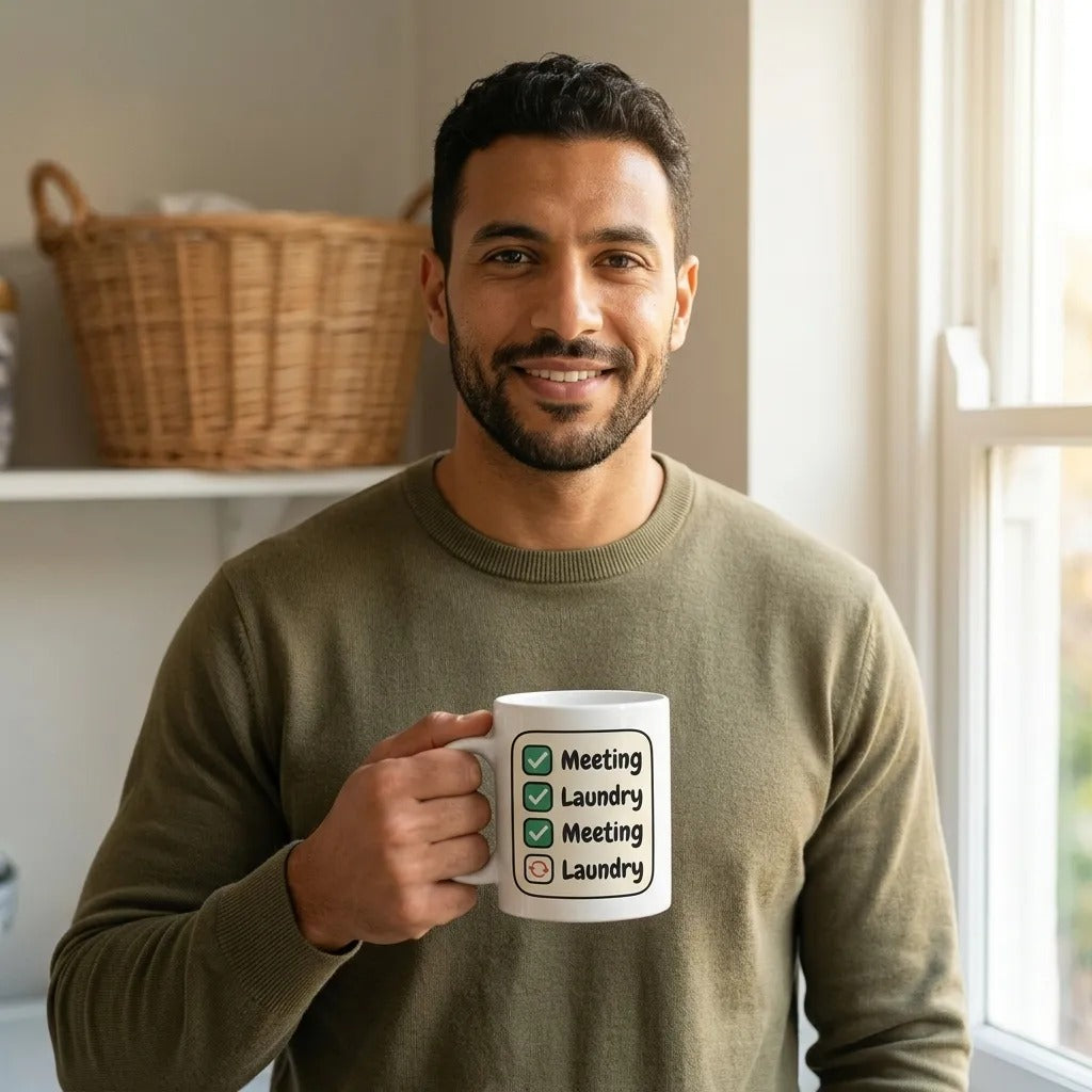 Meeting Laundry funny office coffee mug — lifestyle
