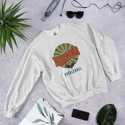 Ash Dinkadelic retro 70s pickleball crewneck sweatshirt ghost front right