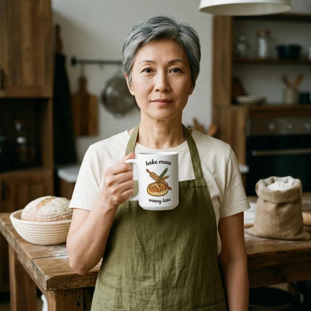 Bake More, Worry Less print — lifestyle