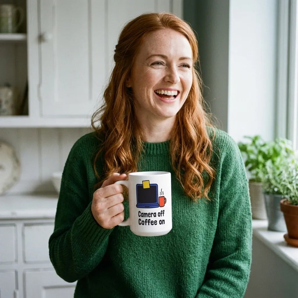 Camera Off Coffee On funny office coffee mug — lifestyle