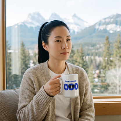 Permanently OOO out of office coffee mug — lifestyle