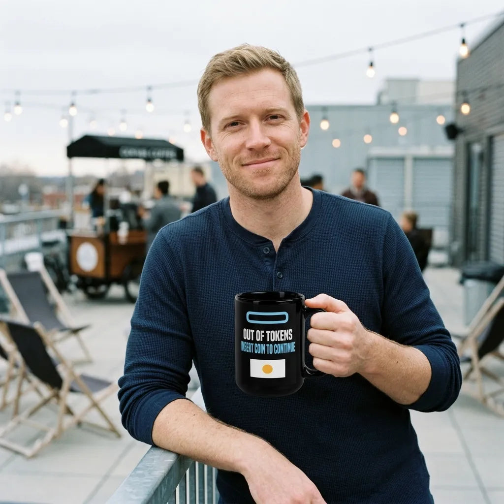 Insert Coin To Continue out of tokens mug — lifestyle