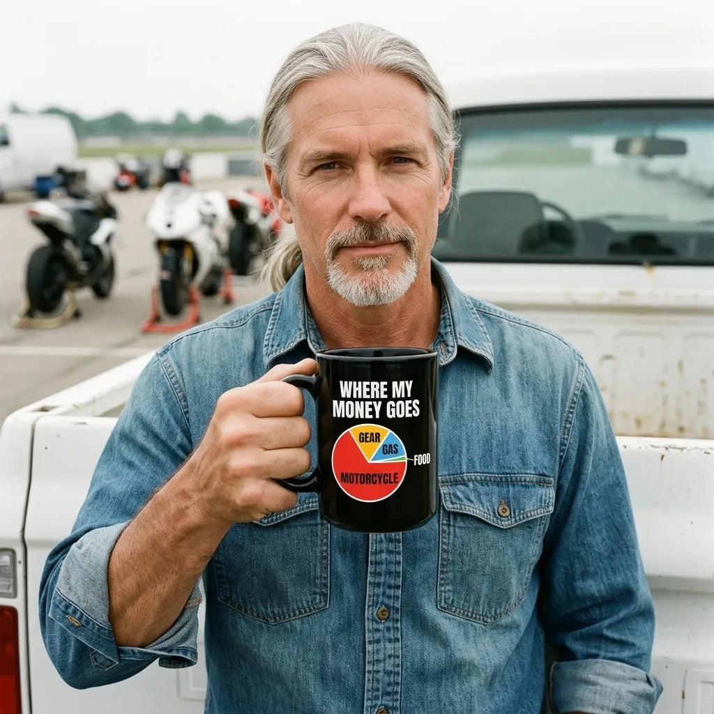 Where My Money Goes funny motorcycle mug — lifestyle