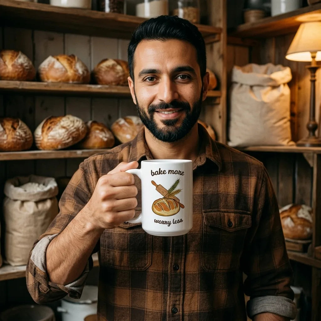 Bake More, Worry Less print — lifestyle